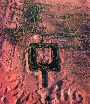 Overhead view of the ruins of the ziggurat at Etemenanki.